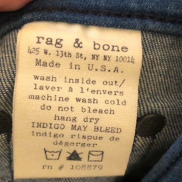 Rag & bone High Rise waisted Skinny Calvary Jeans Skye Blue color Sz 24 - Picture 13 of 14